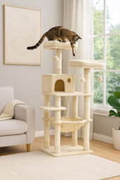 Modcraft Cat Tree Tower With 2 Plush Perches - Beige - thumbnail 2