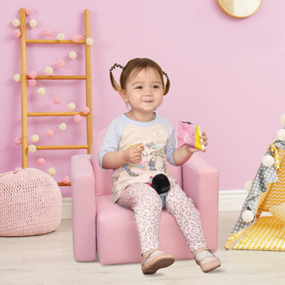 Homcom Kids Sofa Set 2 In 1 Child Table And Chair Set Toddler Armchair Pink - image 1