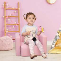 Homcom Kids Sofa Set 2 In 1 Child Table And Chair Set Toddler Armchair Pink