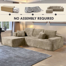 M N Furniture Ltd Modern L-Shaped Right Or Left Corner Sofa - Smart Pack In Box, No Assembly-(Camel, Left Corner Sofa) - thumbnail 1