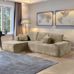 M N Furniture Ltd Modern L-Shaped Right Or Left Corner Sofa - Smart Pack In Box, No Assembly-(Camel, Left Corner Sofa) - thumbnail 2