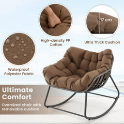 Gainoom Outdoor Coffee Rocking Chair Oversized Patio Pe Wicker Egg Chair W/thick & Removable Cushion - thumbnail 7