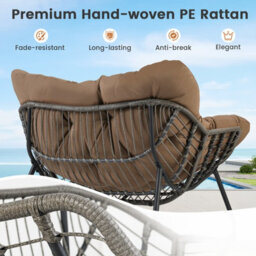 Gainoom Outdoor Coffee Rocking Chair Oversized Patio Pe Wicker Egg Chair W/thick & Removable Cushion - thumbnail 6