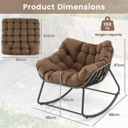 Gainoom Outdoor Coffee Rocking Chair Oversized Patio Pe Wicker Egg Chair W/thick & Removable Cushion - thumbnail 2