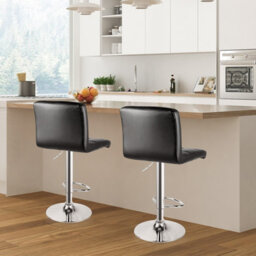 Onemill Bar Stools Set Of 2 Pu Leather With Backrest Height Adjustable Swivel Pub Chair Home Kitchen(Black) - thumbnail 8
