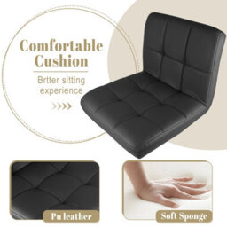 Onemill Bar Stools Set Of 2 Pu Leather With Backrest Height Adjustable Swivel Pub Chair Home Kitchen(Black) - thumbnail 3