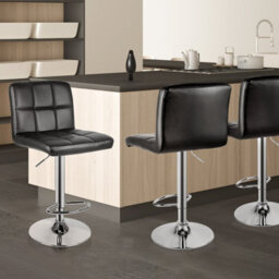 Onemill Bar Stools Set Of 2 Pu Leather With Backrest Height Adjustable Swivel Pub Chair Home Kitchen(Black) - thumbnail 6