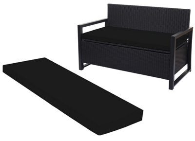 Crescent Waterproof Garden Bench Cushion Black 3 Seater Outdoor Patio Seat Pad - image 1