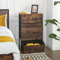 Songmics Chest Of Drawers, Fabric 5-Drawer Storage Organiser Unit, Dresser, For Room, Hallway, Nursery, Rustic Brown & Black - thumbnail 3