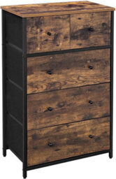 Songmics Chest Of Drawers, Fabric 5-Drawer Storage Organiser Unit, Dresser, For Room, Hallway, Nursery, Rustic Brown & Black - thumbnail 8