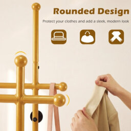Gainoom Double Rods Garment Rack For Hanging Clothes Freestanding Clothing Rack With 5 Hooks And Bottom Storage Shelf - thumbnail 4