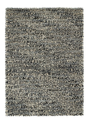 Grey Shaggy Wool Rug, Abstract Rug With 50mm Thickness, Modern Handmade Rug For Bedroom, & Dining Room-160Cm X 230Cm - image 1