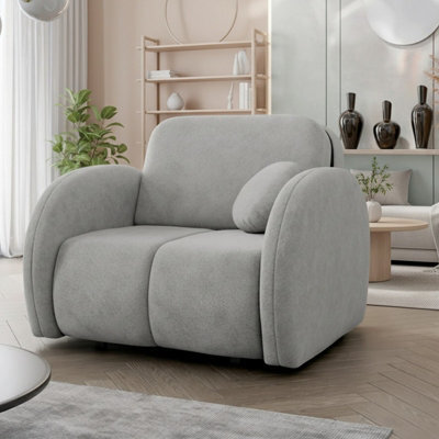 Convertible Armchair Bed Viva Comfy I With Storage Compact Single Sofa Sleeper For Small Spaces Light Grey - image 1