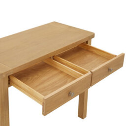 The Furniture Market Marbury Oak Two Drawer Dressing Table Desk Solid Wood Writing Desk Whitewashed Oak Top Bedroom Vanity Or Home Office - thumbnail 7