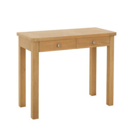 The Furniture Market Marbury Oak Two Drawer Dressing Table Desk Solid Wood Writing Desk Whitewashed Oak Top Bedroom Vanity Or Home Office - thumbnail 5