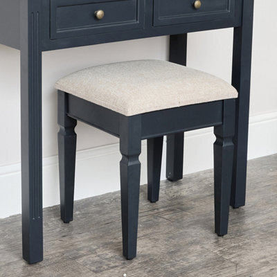 Melody Maison Navy Black Cushioned Dressing Table Stool - Daventry Navy Black Range - image 1