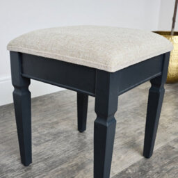 Melody Maison Navy Black Cushioned Dressing Table Stool - Daventry Navy Black Range - thumbnail 5