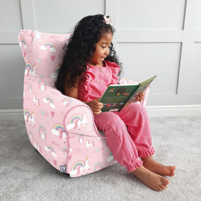 rucomfy Beanbags Rucomfy Indoor Unicorn Castle Kids Bean Bag Chair - Soft Comfortable Seat - image 1