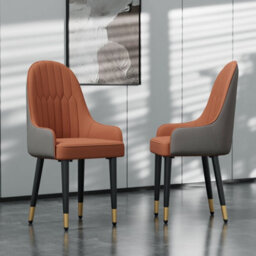 Fativo Set Of 2 Dining Microfiber Leather Chairs Padded Seat High Back Armchair, Red, 52L X 49W X 90Hcm