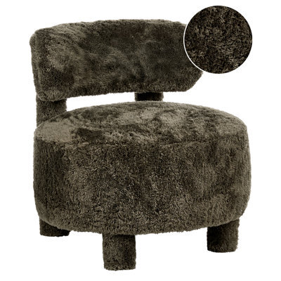 Beliani Armchair Hamina Faux Fur Dark Green - image 1