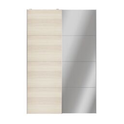 GoodHome Atomia Freestanding Contemporary Panelled Mirrored Gloss Oak Effect 2 Door Sliding Wardrobe Door Kit (H)2250mm (W)1500mm - thumbnail 2
