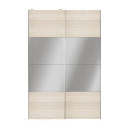 GoodHome Atomia Freestanding Contemporary Panelled Mirrored Gloss Oak Effect 2 Door Sliding Wardrobe Door Kit (H)2250mm (W)1500mm - thumbnail 1