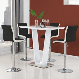 Furniture in Fashion Ilko White High Gloss Bar Table With 4 Ritz Black White Stools - thumbnail 1