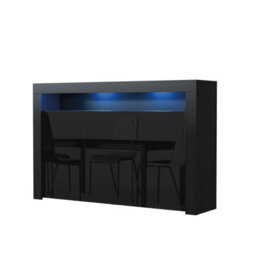 Sideboard Aether 155Cm - Black With Gloss Doors And Led Lights - thumbnail 7