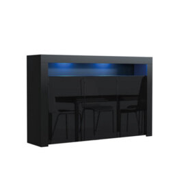 Sideboard Aether 155Cm - Black With Gloss Doors And Led Lights - thumbnail 9