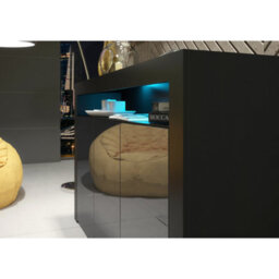 Sideboard Aether 155Cm - Black With Gloss Doors And Led Lights - thumbnail 3