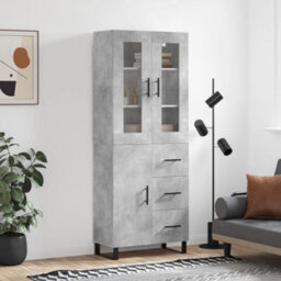 Berkfield Elegant Highboard Concrete Grey 69.5X34X180 Cm Engineered Wood - thumbnail 2