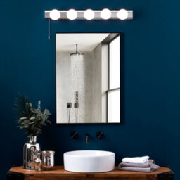 Litecraft Tasmieno Chrome 5 Lamp Hollywood Style Bathroom Wall Light - thumbnail 1
