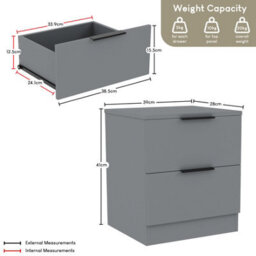 Lassic Vida Designs Trega 3 Piece Bedroom Set (2 Drawer Bedside Chest, 5 Drawer Chest, 2 Door 2 Drawer Wardrobe) Grey - thumbnail 7