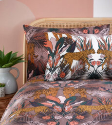 Furn. Kaihalu Jungle Animal Floral Reversible Duvet Cover Set, Single, Purple - thumbnail 3