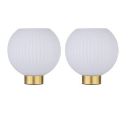 First Choice Lighting Set Of 2 Betchley - Battery Operated Satin Brass Lamp With White Glass - thumbnail 1