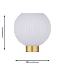 First Choice Lighting Set Of 2 Betchley - Battery Operated Satin Brass Lamp With White Glass - thumbnail 8