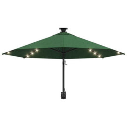 Berkfield Elegant Wall-Mounted Parasol With Leds And Metal Pole 300 Cm Green - thumbnail 4