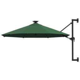 Berkfield Elegant Wall-Mounted Parasol With Leds And Metal Pole 300 Cm Green - thumbnail 2