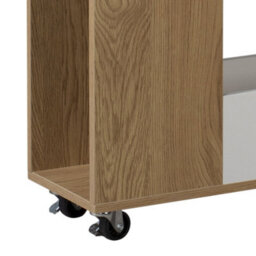 Urbn-Living Urbnliving 85Cm Height 4 Tier Slim White & Oak Wooden Rolling Portable Kitchen Trolley Cart Veg Storage - thumbnail 4