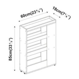 Urbn-Living Urbnliving 85Cm Height 4 Tier Slim White & Oak Wooden Rolling Portable Kitchen Trolley Cart Veg Storage - thumbnail 8