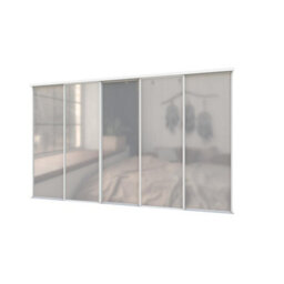 A-Class Sliding Doors Set Of 5 Full Length Mirror Sliding Wardrobe Door Kit In White Frame & Tracks, Opening Height (H) 225-226Cm & Width (W) 295-296Cm - thumbnail 1
