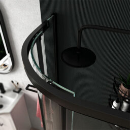 Bathroom City Odessa Matt Black 800mm Quadrant Shower Enclosure Full Set With Slimline Tray And Waste 8mm Glass - thumbnail 5