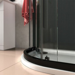 Bathroom City Odessa Matt Black 800mm Quadrant Shower Enclosure Full Set With Slimline Tray And Waste 8mm Glass - thumbnail 3