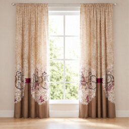 "Smart Living Oooh La La Curtains Pair With Tie Backs - Eiffel Tower Print- Natural - 66""x72""" - thumbnail 1