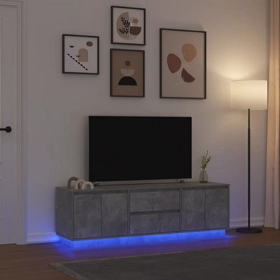 Berkfield Tv Cabinet With Led Lights Concrete Grey 160.5X41X50 Cm - image 1