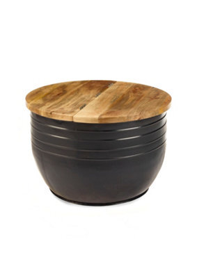 Elm Home And Garden Wooden Metal Round Coffee Table Storage Lift Lid H46 X W75.5 X D75.5 - image 1