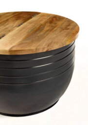 Elm Home And Garden Wooden Metal Round Coffee Table Storage Lift Lid H46 X W75.5 X D75.5 - thumbnail 3