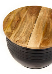 Elm Home And Garden Wooden Metal Round Coffee Table Storage Lift Lid H46 X W75.5 X D75.5 - thumbnail 4