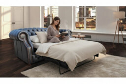 Chesterfield 3 Seater Shelly Black Leather Sofabed Bespoke In Buckingham Style - thumbnail 2