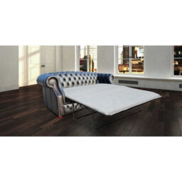 Chesterfield 3 Seater Shelly Black Leather Sofabed Bespoke In Buckingham Style